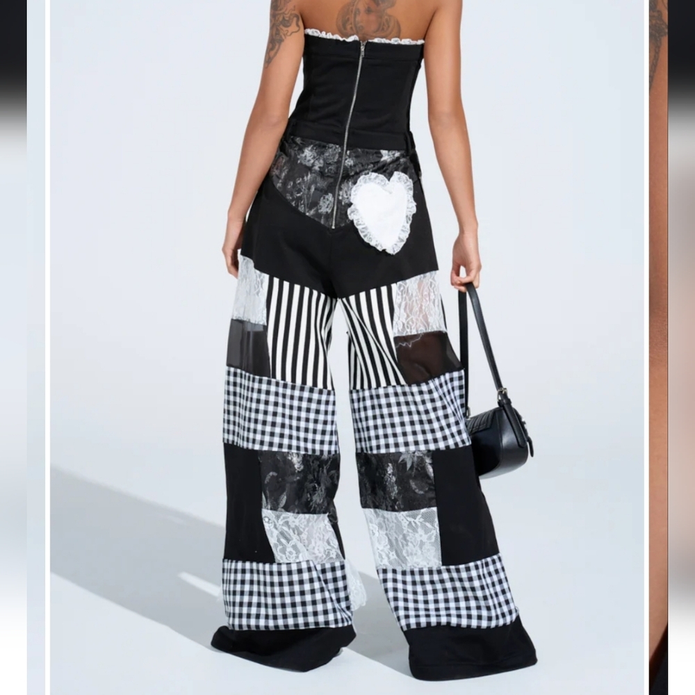 AKIRA Black and White Patchwork Jumpsuit - Picture 5 of 10